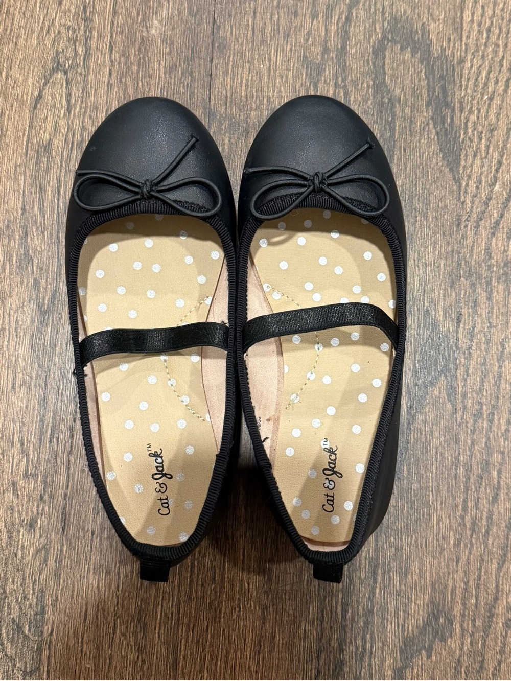 Cat & Jack Black Girls' Bow Ballet Flats with Elastic Strap